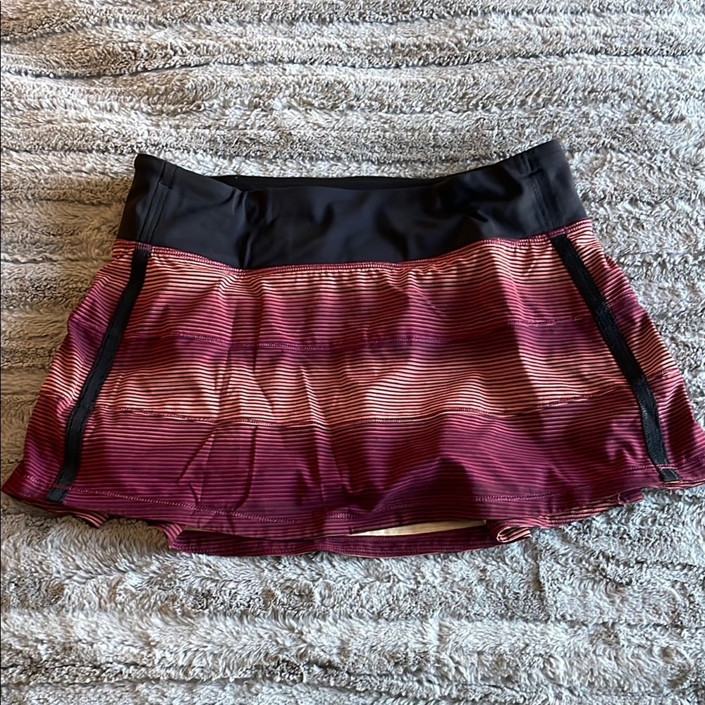 Lululemon Striped Black Orange and Burgundy Skirt